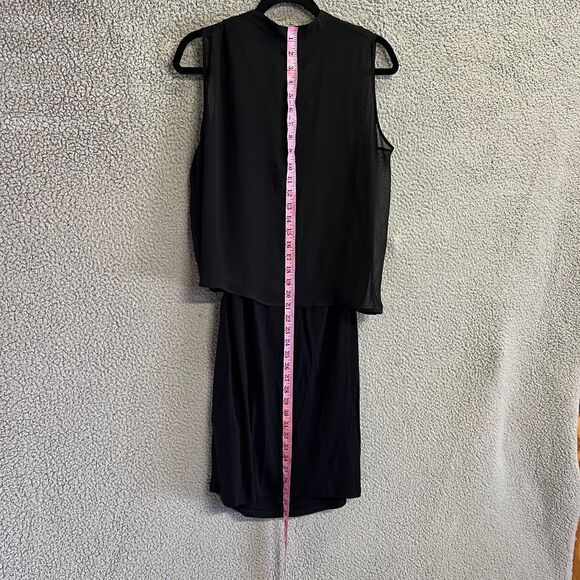 AllSaints Dress Womens 8 Black Draped Wrap  Viscose Sleeveless Sheer Overlay - Picture 6 of 8